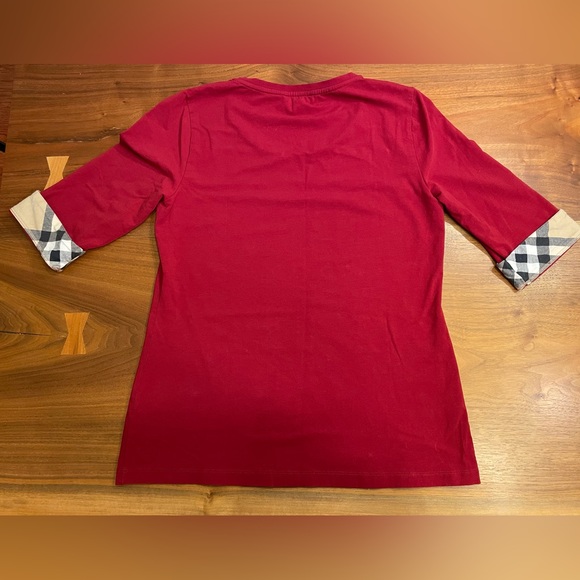 Burberry Red 3/4 sleeve top Size Large - Picture 2 of 4
